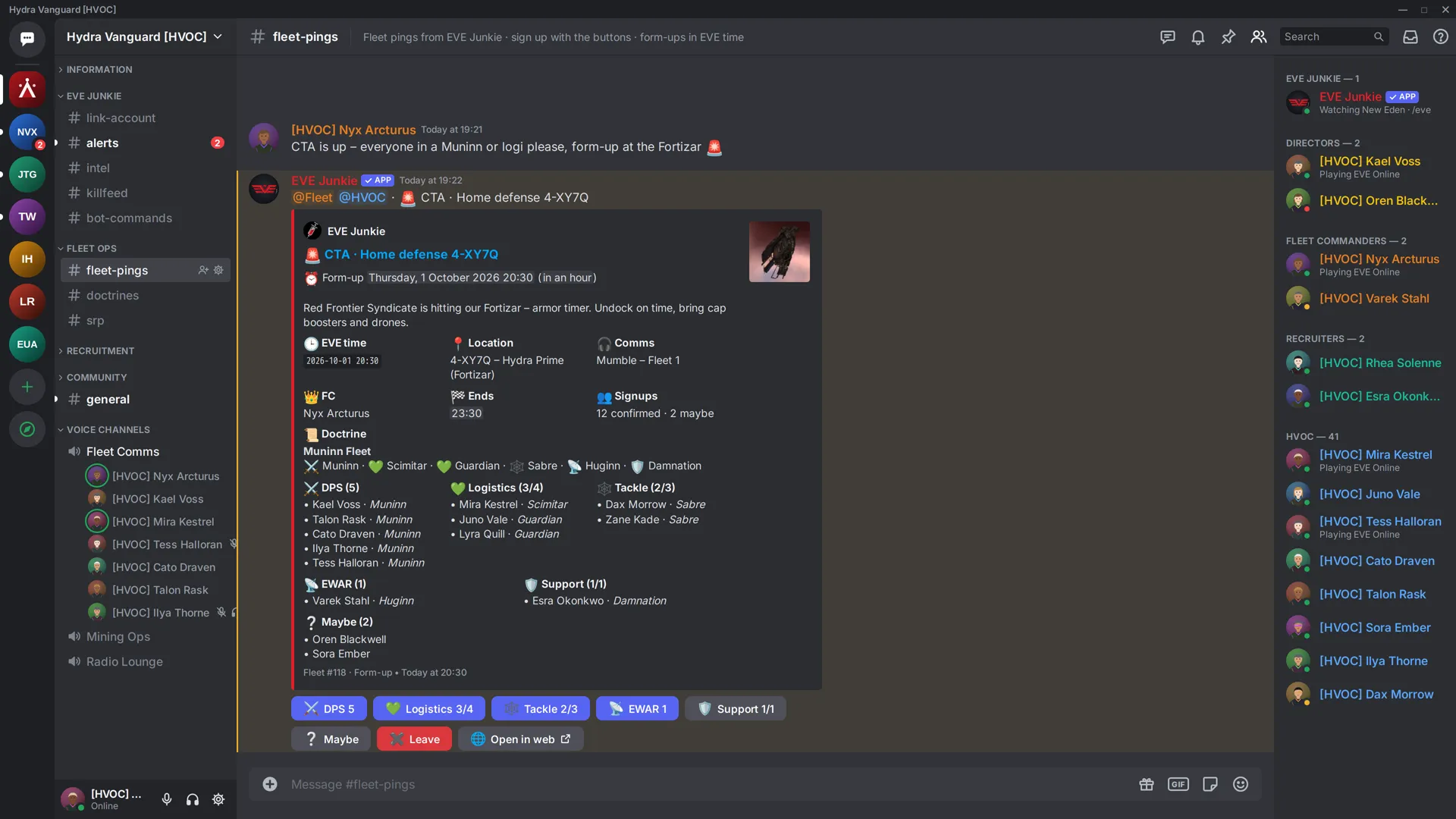 Fleet pings with signups