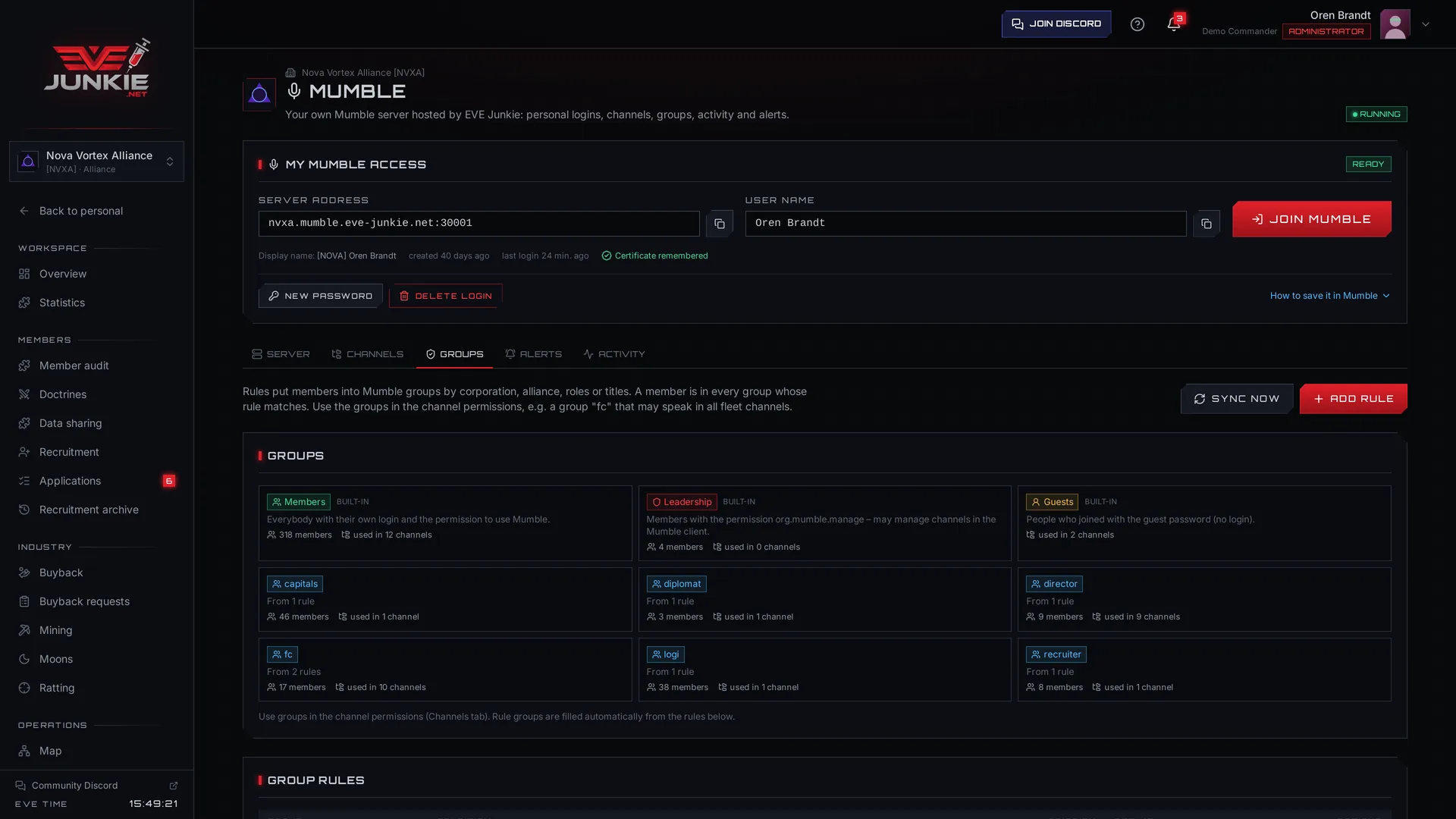 Mumble – Groups by rule
