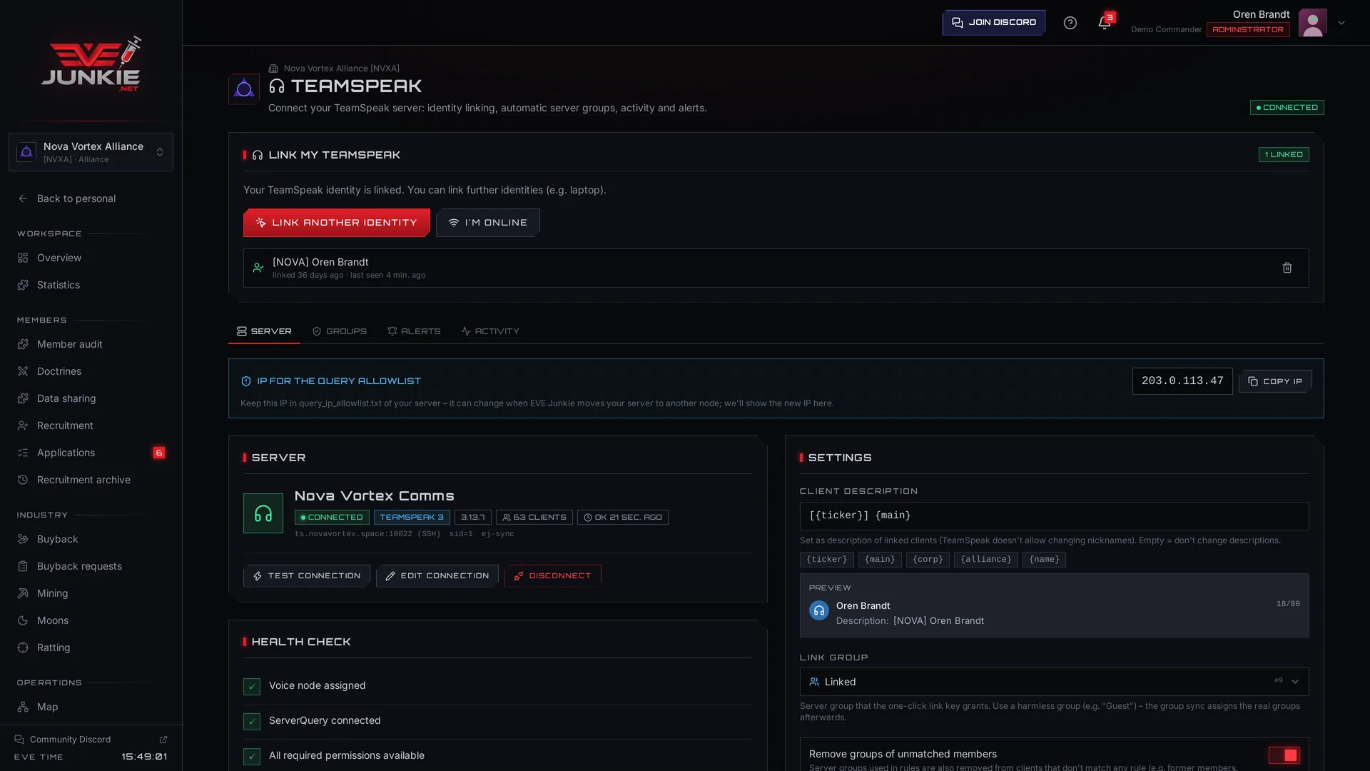 TeamSpeak – Connection & linking
