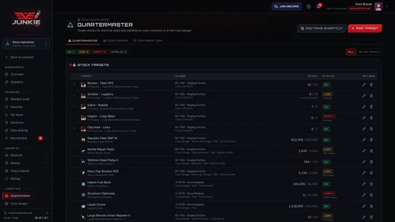 Quartermaster & corp hangar – screenshot