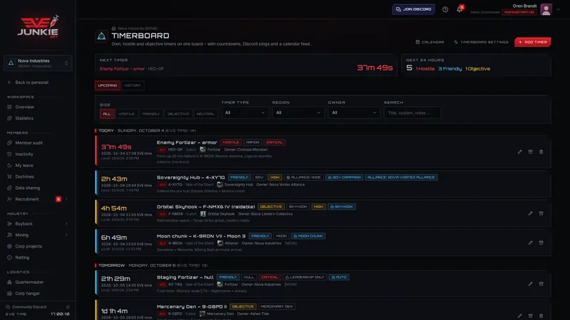 Shared timerboard – screenshot