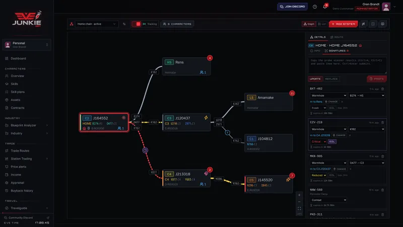 Wormhole mapper for solo pilots – screenshot