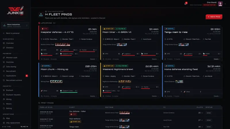 Fleet pings – screenshot